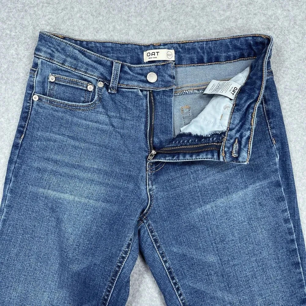 Oat New York Jeans Womens 4 / 27 x 27 Blue Slim Straight Mid Rise Ankle Denim